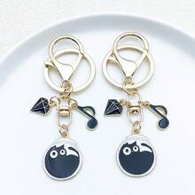 1pc Alloy Enamel Black Cat Note Keychain Cute Creative Keychain Suitable For Giving Gifts To Friends - one-size - View 9