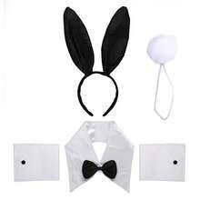 5pcs Cute Rabbit Costume Accessories Set, Including Rabbit Ear Headband, Bow Tie, Cuffs, Tail, Suitable For Cosplay, Party Decoration And Props - Multicolor - View 1