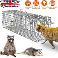 Live Animal Cage Trap Heavy Duty Folding Raccoon Traps Cat Trap Catch Release UK - Silver - View 1