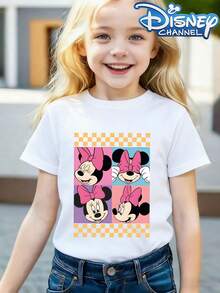 This Disney Minnie Mouse Patterned Summer T-Shirt Is Perfect For Boys And Girls To Wear To Holiday Parties, Family Gatherings, Outdoor Activities, And Trips, And Makes A Great Gift For Children Visiting Disneyland. - White - View 1