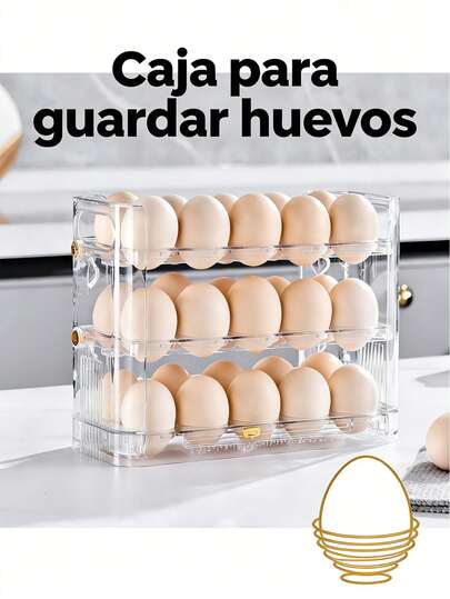 Huevera Abatible de 3 Niveles | Multiuso para Nevera, Despensa, Encimera y Armario, Organizador de Huevos