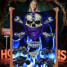1PC 3D Monster Jam Monster Truck Cartoon Blanket, Edgy Gift For Motorsports Fans, Themed Man Cave Decor, Retro Sci-Fi Party Accent & Race Day Souvenir,Soft Throw Blanket For Home Bedroom Bed Sofa Picnic Travel Office Cover Blanket - nhiều màu 30 - Xem 5