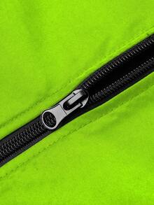 Jaqueta Casual com Zíper para Homens, Tecido de Poliéster Grosso e Leve, Ajuste Regular Adequado para Treino de Fitness e Uso Casual, Jaqueta Esportiva para Outdoor na Primavera - Verde Limão - Visão 5