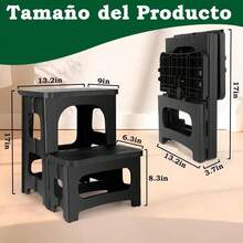 Taburete Plegable de 2 Pasos,Antideslizantes Banco Plegable Portatil para Adultos y niños, soporta 250 lbs,Banquitos Multifuncional para la Cocina,el baño,el Lavabo,la Autocaravana - Negro - Ver 6