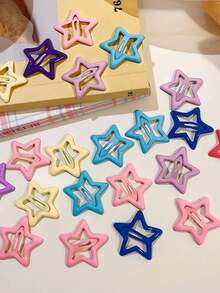 Kit Of 100 Colorful Star Hair Clips, Y2K Style, Dopamine/Anti-Slip, For Girls - Kit Of 100 Units - View 1