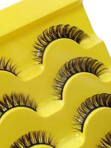 4对装奢华3D仿真睫毛，DD卷翘度，蓬松猫眼款式，14毫米 - 自然俄罗斯条纹设计，无香型，完美打造迷人眼妆 - 濃密款 - 查看 3