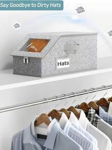 Oversized Baseball Cap Storage Box - Dust-Proof Baseball Cap Storage Box, Foldable With Transparent Window, Can Store 12-24 Caps, Suitable For Wardrobe Or Travel - Multicolor - View 6