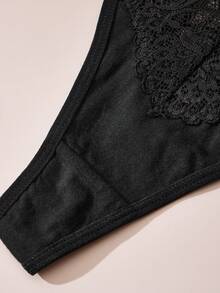 2条装蕾丝边蝴蝶结绑带性感低腰透气女士丁字裤 - 彩色 - 查看 6