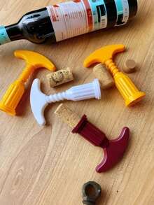 5pcs/10pcs/15pcs Plastic Wine Bottle Opener With Stainless Steel Handle, Easy To Use, Essential For Home Kitchen - Multicolor - View 3