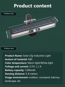 36LED Solar Clip Light, Outdoor Wall Light, Solar Powered, 3 Adjustable Modes Motion Sensor Light, Detachable Installation On Fence, Wall, Garage, Patio Umbrella, Multi-Functional Wall Light, Outdoor Solar Light - Solar Clip Light - View 11
