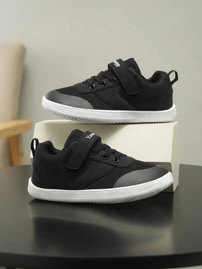 YAMEEP 儿童多功能纯色低帮休闲运动鞋，网眼拼接设计，透气舒适，魔术贴搭扣方便穿脱，适合男孩女孩上学和户外活动。