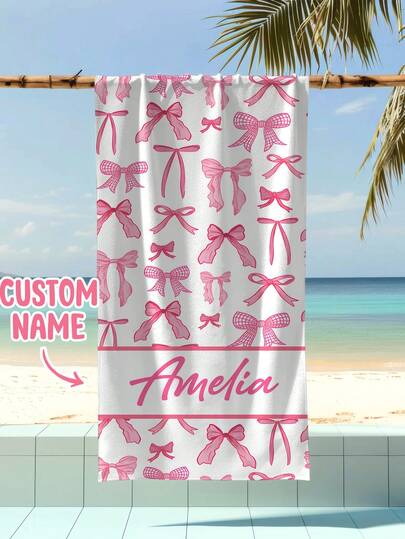 Personalized Children's Beach Towel, Perfect Summer Birthday Gift, Suitable For Various Summer Occasions. Customizable Beach Towel And Accessories, Applicable For Beach, Swimming Pool, Travel, Camping, Yoga And More.