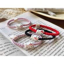 Sanrio 2 pezzi di accessori per capelli di alta qualità Hello Kitty tricolore, accessori per capelli semplici in gomma per la ragazza, fascia elastica per coda di cavallo, adatta come regalo di compleanno, accessori da viaggio, matrimoni, San Valentino, inizio scuola, feste di vacanza - Fumetto - Visualizzare 5