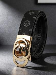 男士奢华商务真皮皮带一条，合金自动扣，印花皮带，适合日常穿着，是馈赠佳品。 - 彩色 - 查看 5