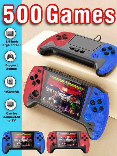 yesido Q21 Retro Handheld Game Console, 3.5" Joystick Gamepad With 500 Built-In Games, Rechargeable, TV Connection (Classic Red & Blue/Blue/Red/White Color Options)