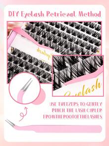 384pcs Fluffy DIY Eyelash Extension Kit, 8-16mm Mixed Length, Single Lash, C Curl, Includes Eyelash Glue, Sealer And Eyelash Extension Tools, Easy To Use At Home, Halloween - Black - View 7
