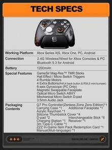 GameSir G7 Pro Zenless Zone Zero Edition Wireless Controller Compatible With Xbox Series X/S Gamepads Compatible With Xbox One X/S PC Windows Android Phone Controle Officially Licensed By Microsoft Mag-Res TMR Joysticks Hall Effect/ Micro Switch Triggers Gyroscope 1000 Polling Rate 4 Motor Rumble 4 Remappable Buttons With 3 Magnetic Faceplate Charging Station Carrying Case - G7 Pro - View 12