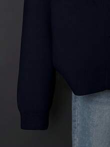Women's Beige Cardigan, Soft Long Sleeve Sweater Jacket, Front Button Design Fall - Black - View 6