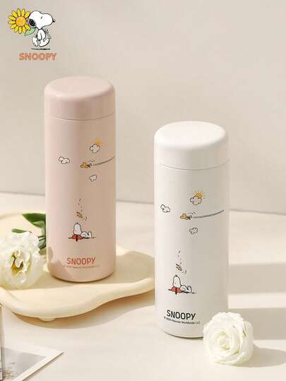  1pc Snoopy 350ML Insulated Water Bottle, Compact Cooling Cute Water Cup, Outdoor Portable Pocket Cup, Unisex Stainless Steel Minimalist High-Quality Cup