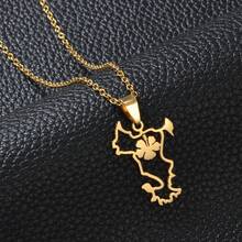 1Piece French Guiana Guyane 973 Guadeloupe Mayotte Map Pendant Necklaces For Woman Girls Stainless Steel Base Jewelry - Multicolor - View 8