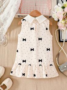 Đầm bướm không tay cho bé gái, đầm yếm kiểu preppy, đầm cho bé gái, đầm mùa xuân thời trang. - Màu be - Xem 2