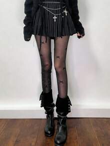 1 Pair Women's Rhinestone Bow Tie Stockings, Sheer Tights, Lolita Thin Skin-Friendly Pantyhose, Suitable For Cute JK Lolita Girl Outfits - Multicolor - View 11