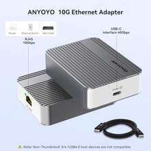 ANYOYO Adaptador Ethernet Thunderbolt 4 10G puerto RJ45 compatible con 10/5/2 5/1 Gbps y 100 Mbps Base-T. Adaptador de red de alta velocidad para routers NAS y LAN. Compatible con Windows Linux y M - Astilla - Ver 3