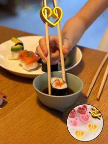 3pcs Cute Heart Chopstick Holders: Elevate Your Dining Experience With Silicone Chopstick Rests, Ideal For Sushi Nights, Asian Cuisine, And Daily Meals - Multicolor - View 1