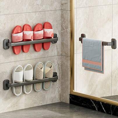 1pc Elliptical Wall-Mounted Towel Rack, Bathroom-Specific Iron Drying Rack, Bathroom Or Kitchen Wall-Mounted Towel Rack, Rust-Proof Metal Towel Bar,-Saving Bathroom Accessories, Durable Iron Towel Rack For Home Or Hotel Use