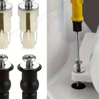 2pcs Stainless Steel Toilet Seat Replacement Kit, Easy Installation, Includes Screws, Bolts, Rubber And Plastic Nuts - With Threaded Inserts