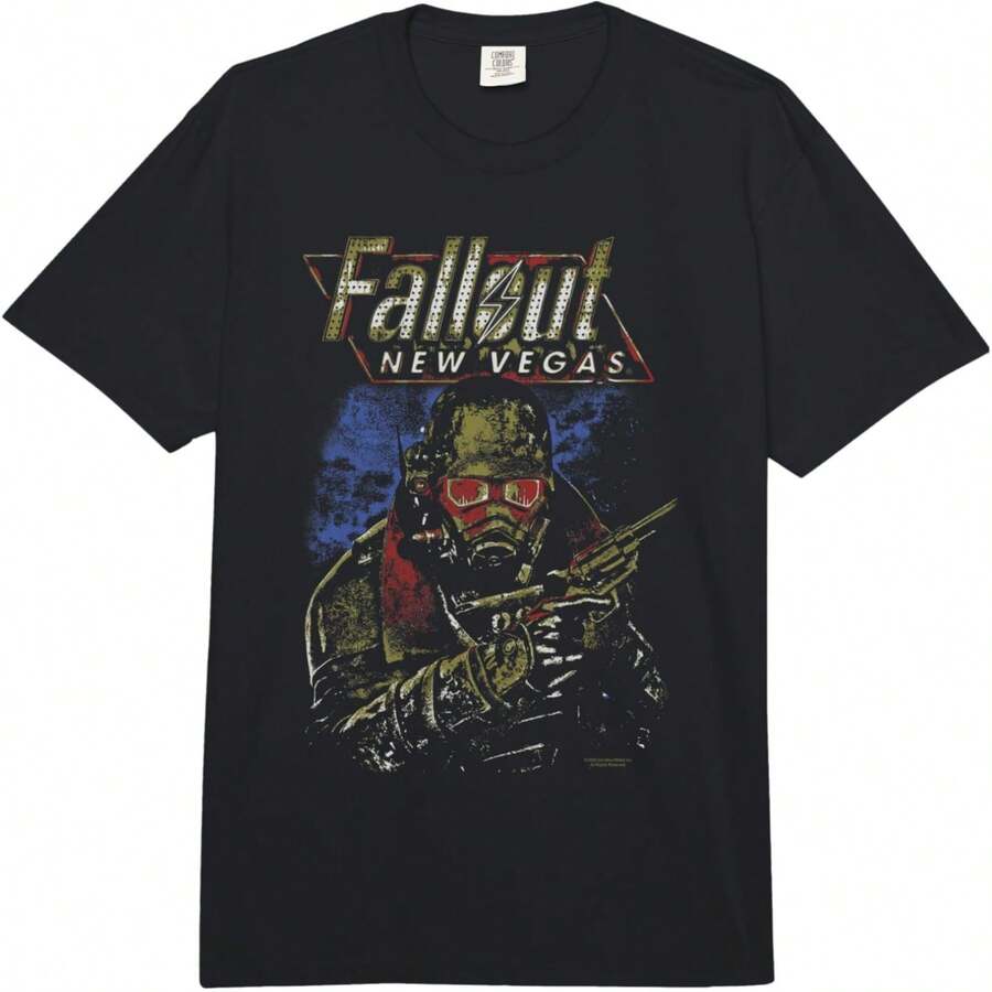 Fallout New Vegas Ranger Vintage Distressed Video Game Adult Heavyweight T-Shirt - Black - View 1