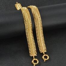 Retro 14k Copper Gold Plated 18/20cm Three Strand Whip Pattern Bracelet Punk Style Women Daily Fashion Versatile Jewelry - Gold - View 2