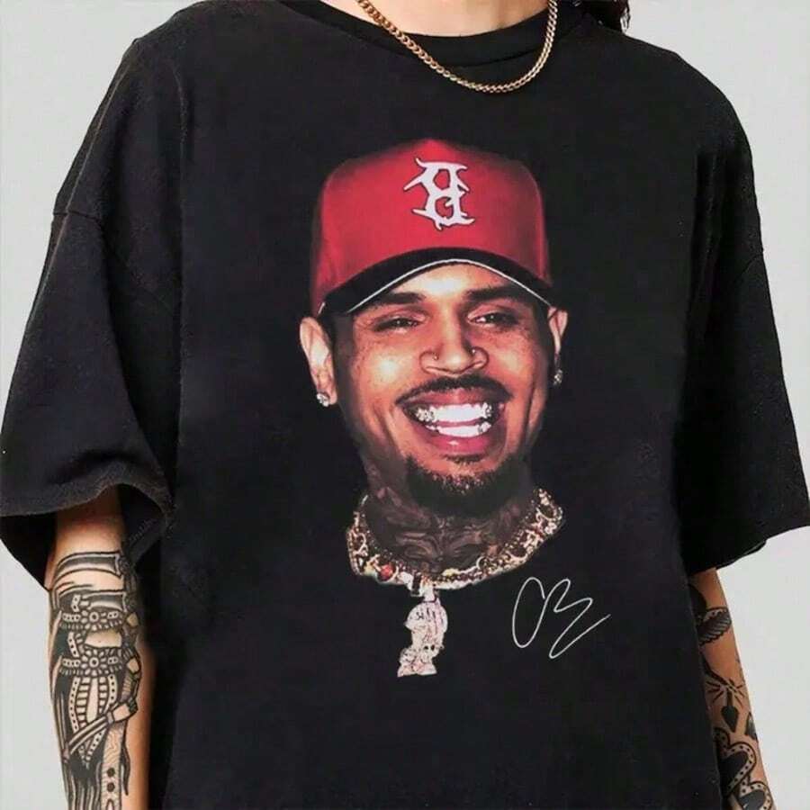 The Face Of Breezy- Shirt RnB Merch Fan Club Apparel Breezy Tour Tee For Womens Spring Summe - 黑色 - 查看 1