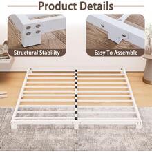 3 Inch Bed Frame Queen Size Low Profile Queen Heavy Duty Platform Bed Frame No Box Spring Needed Easy Assembly Noise Free Black-B001 - 3 inch - Màu trắng - Xem 1