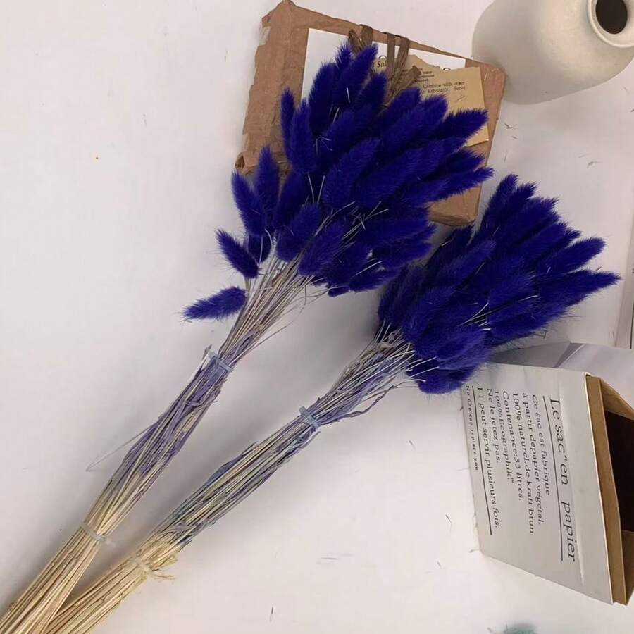 60/120/180/240 Peças Decoração de Flores Naturais Secas, Flores de Grama de Rabo de Coelho Naturais Secas, Grama Pampa Seca, Usada para Decoração Doméstica, Decoração de Casamento, Decoração de Festa, Artesanato DIY, Adereços de Fotografia, Decoração Temática, 17.7 Polegadas (Branco) - safira - Visão 1