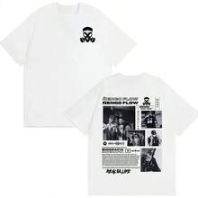 Rapper Nengo Flow Real G4 Life 2026 Tour T Shirts Men Women Fashion Vintage Short Sleeve Top Casual Cotton Spring/Summer T Shirt - màu đen - Xem 3