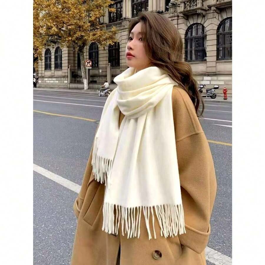 Thick Women's Pashmina Scarf Fashion Shawl Long Shawl - Màu be - Xem 1