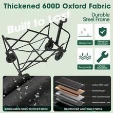 Carro de Camping Plegable para Todo Terreno con Capacidad de 150KG  Carro Portátil de Gran Capacidad para Acampar, Vender y Comprar - B - Ver 4