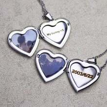 Customized Heart Shaped Stainless Steel Pendant Necklace With Photo, Photo Locket Necklace, Anniversary Gift, Mother's Day Gift For Mom/Grandma/Wife Silver Stylish, Fall Fashion, Casual, Vintage, Cuties Custom, Personalized, Unique Ideal Gifts For Her Girlfriend, Mom, Family, Friends, Daughter, Her, Grandparents For Anniversaries, For Birthday,Delicate Romance - 彩色 - 查看 2