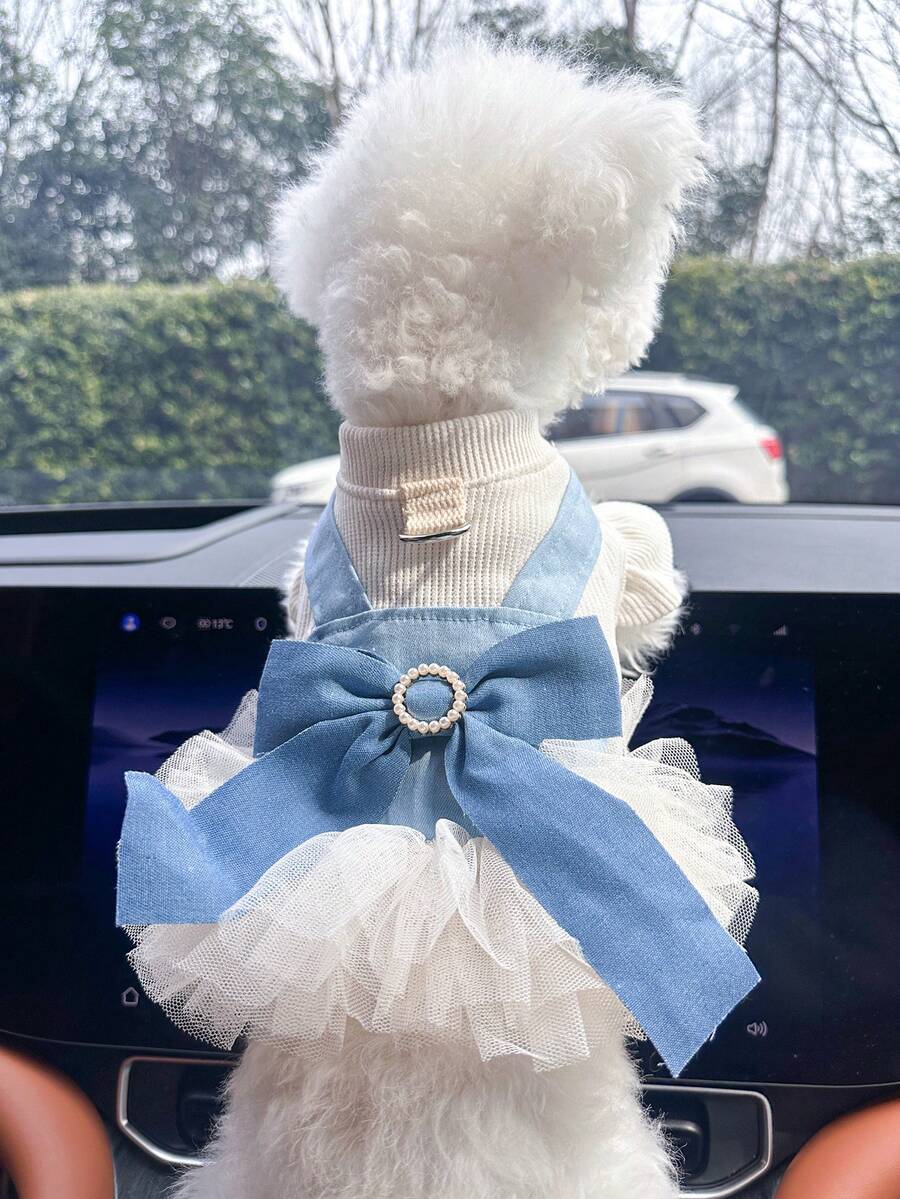 宠物连衣裙一件装,欧美风格,适合小型犬和幼犬,可爱舒适的珍珠裙摆 - 彩色 - 查看 1