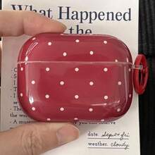 深红色圆点简约设计耳机盒+挂环套装 适用于苹果Pro3/ Pro2/ Pro/ 4/ 3/ 2 - 紅色 - 查看 15