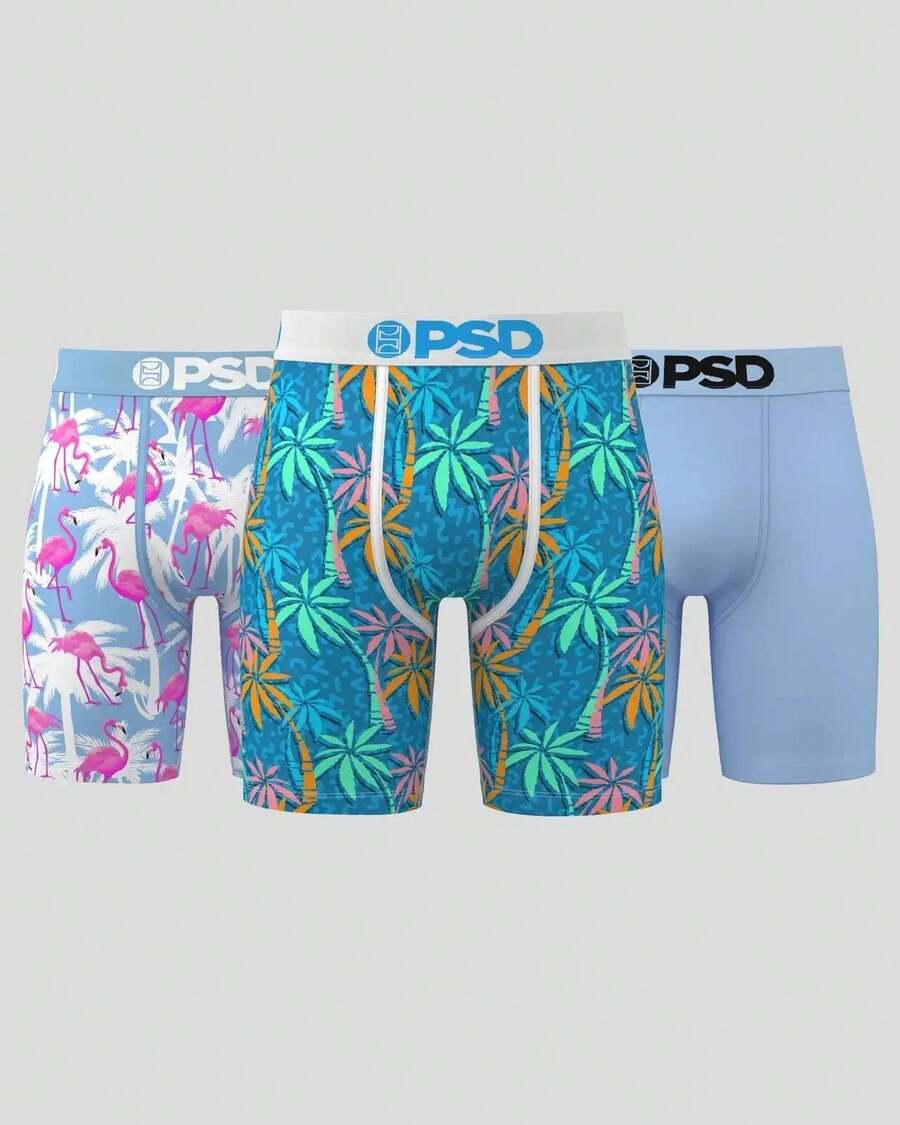 PSD Men's 3 Pack - Maui Wowie - 7 Inch Inseam -  Undewear - Men's Underwear Blue - Men's Boxers - Men Boxers - 藍色 - 查看 1
