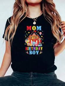 Mom Of Birthday Boy Circus Theme Party-Shirt - Black - View 2