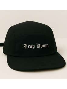 Black Graphite Five Panel Cap On - Black Drop - View 1