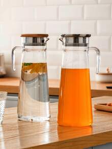 1 pieza Jarra de agua de acrílico, Jarra de jugo de plástico, Tetera de bar KTV, Apta para jugo, bebidas y uso de agua fría, Jarra de plástico, Jarra de plástico con tapa, Jarra de plástico con tapa y asa, Jarra con tapa, Jarra con asa - Multicolor - Ver 12