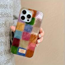 Phone: 1 Vintage Colorful Checkered Pattern Large Hole Swirl Pleated Phone, Compatible For IPhone 17/17 Pro/17 Pro Max, 16/16 Plus/16 Pro/16 Pro Max, 15/15 Plus/15 Pro/15 Pro Max, 14/14 Plus/14 Pro/14 Pro Max, 13/13 Pro/13 Pro Max, 12/12 Pro/12 Pro Max, 11/11 Pro/11 Pro Max, Easter Gift Idea Protective Phone Cover Full Body Drop Protection,~HL Large - 1pc - 查看 3