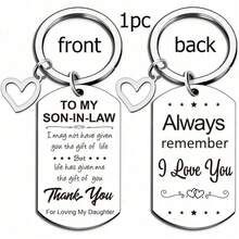 1个女婿礼物钥匙扣，送给女婿的订婚、婚礼、圣诞节、感恩节、新年礼物 - 銀色 - 查看 5