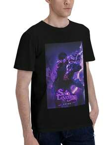 Solo Leveling (3) Men's Black Short Sleeve T-Shirt - Soft Cotton Crew Neck Tee, Breathable Casual Top For Daily/Outdoor/Summer Wear S - 黑色 - 查看 4