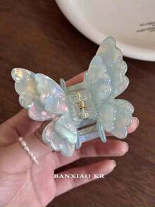 Fancy Butterfly Hair Clip For Women; High-End Feeling Half-Updo Hair Clip For The Back Of The Head; Stylish Shark Clip Hair Accessory - Kẹp tóc hình bướm màu xanh dương - Xem 13