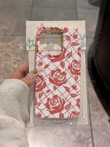 1个玫瑰花条纹格子图案荔枝纹理防震TPU手机壳，适合作为男女皆宜的节日礼物，兼容苹果XS/XS Max/XR/11/12/13/14/15/16/17 Pro/Pro Max/14/15/16/17 Plus - 彩色 - 查看 4